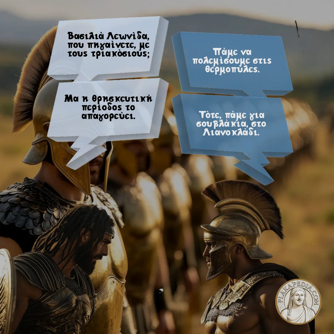 Ο βασιλιάς Λεωνίδας και ο στρατιώτης.